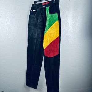 RARE JNCO Multicolor Suede Leather Panel Quality Bad Ass Jeans